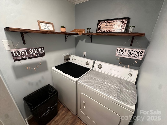 washroom featuring dark hardwood / wood-style floors and independent washer and dryer