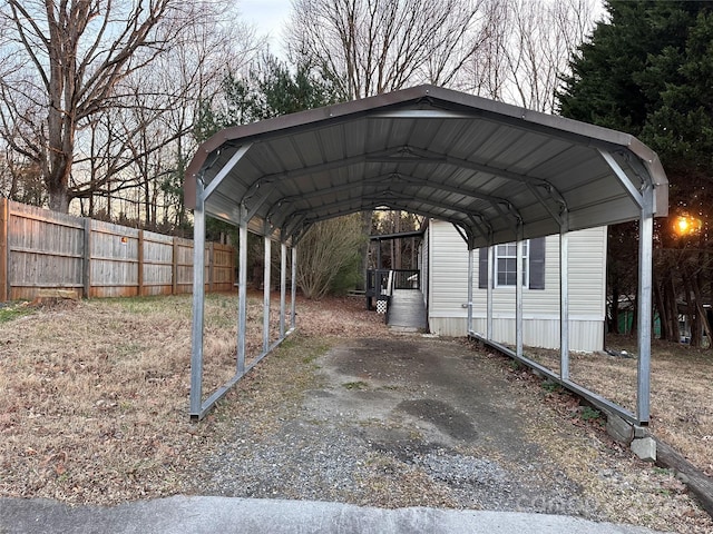 view of parking with a carport