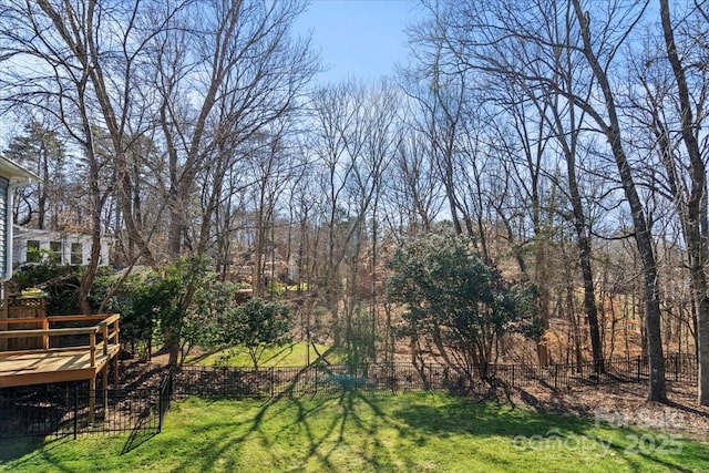 view of yard with a deck