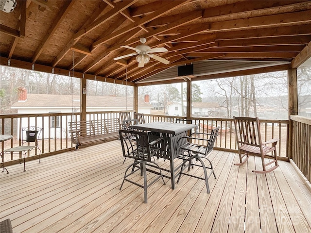 deck featuring ceiling fan