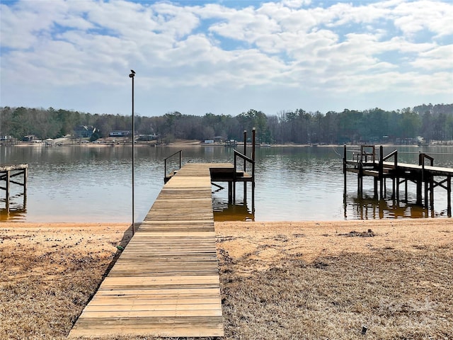 view of dock featuring a water view