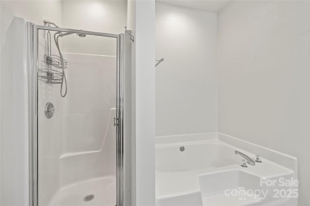 bathroom with separate shower and tub