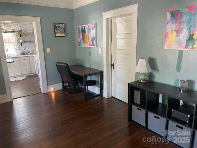 interior space with dark hardwood / wood-style flooring