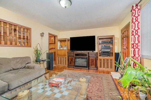 living room with hardwood / wood-style floors