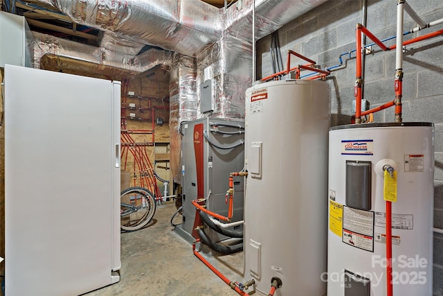 utility room with water heater