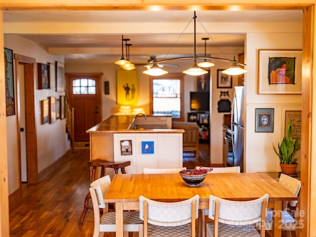 14 Drake St, Asheville, NC 28806 - dining space featuring dark wood-style floors and a ceiling fan