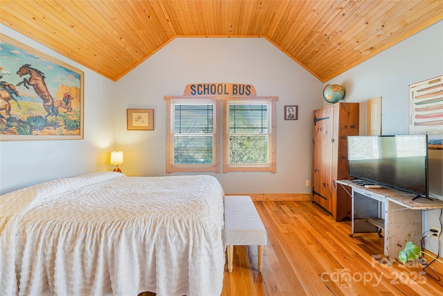14 Drake St, Asheville, NC 28806 - bedroom with wood ceiling, vaulted ceiling, light wood-type flooring, and baseboards