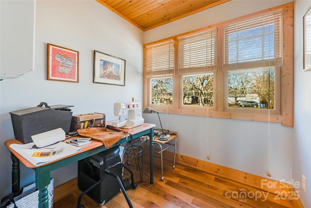 14 Drake St, Asheville, NC 28806 - office space featuring wooden ceiling, wood finished floors, and baseboards