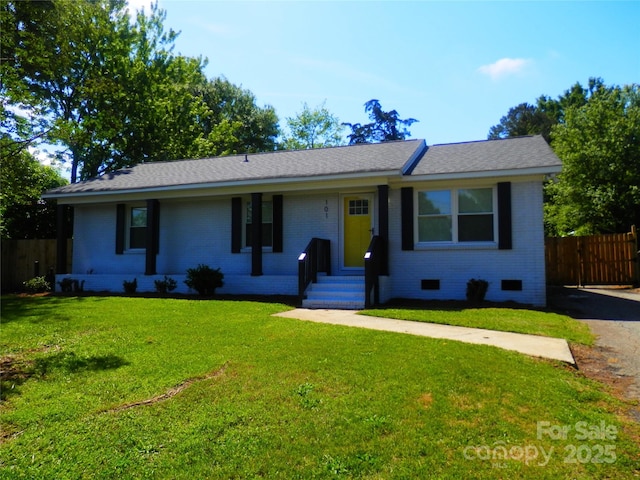 101 Colony Acres Dr, Charlotte, NC 28217 - ranch-style house featuring brick siding, crawl space, entry steps, and roof with shingles