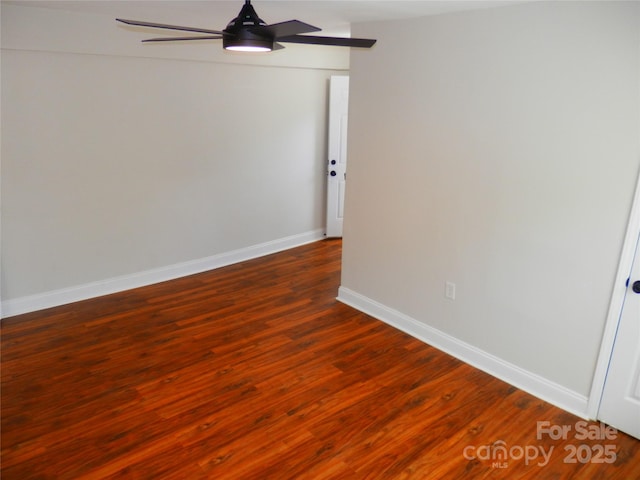 101 Colony Acres Dr, Charlotte, NC 28217 - empty room featuring ceiling fan, baseboards, and dark wood-style flooring