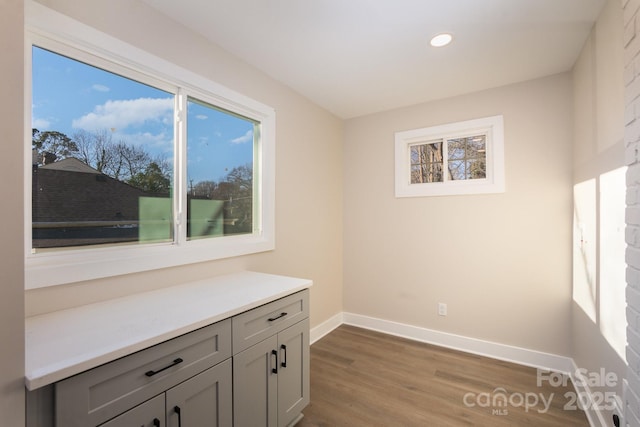 interior space with hardwood / wood-style flooring