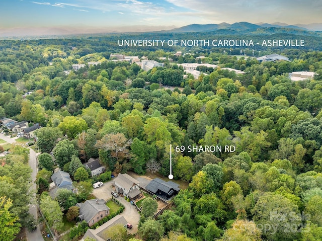 birds eye view of property featuring a mountain view