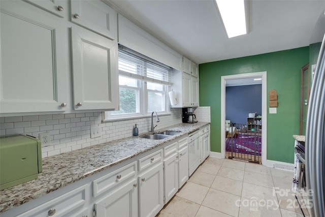 968 Waverly Ave, Rock Hill, SC 29730 - kitchen with a sink, backsplash, white cabinets, and dishwasher