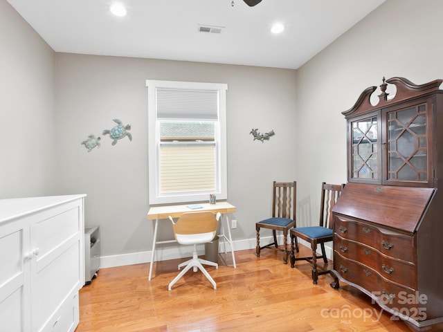 office featuring light wood-type flooring