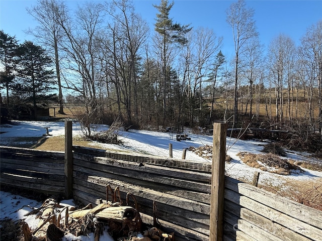 view of yard layered in snow