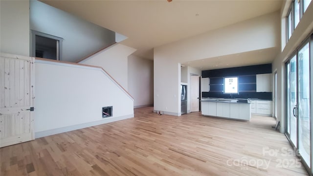 unfurnished living room with light hardwood / wood-style floors