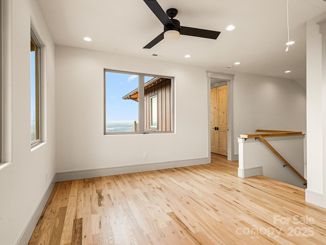 246 Half Moon Mile, Lake Lure, NC 28746 - spare room featuring wood finished floors, recessed lighting, baseboards, and ceiling fan