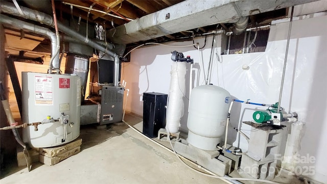 utilities with water heater and heating unit