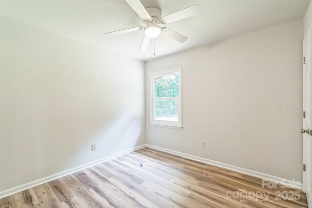 711 E John St, Matthews, NC 28105 - unfurnished room featuring light wood-type flooring and ceiling fan