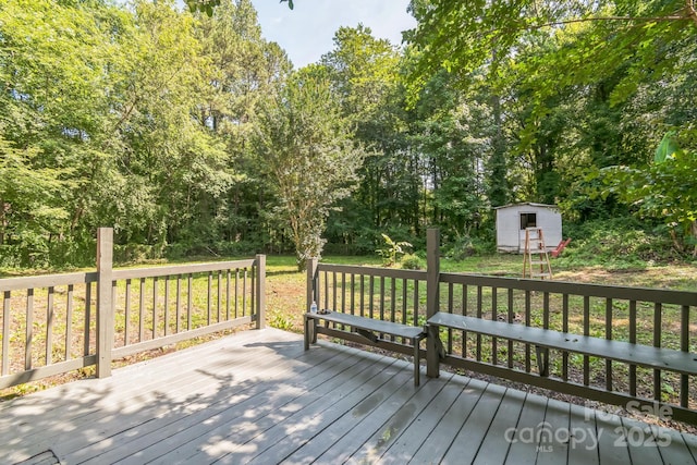 711 E John St, Matthews, NC 28105 - wooden deck with a storage shed