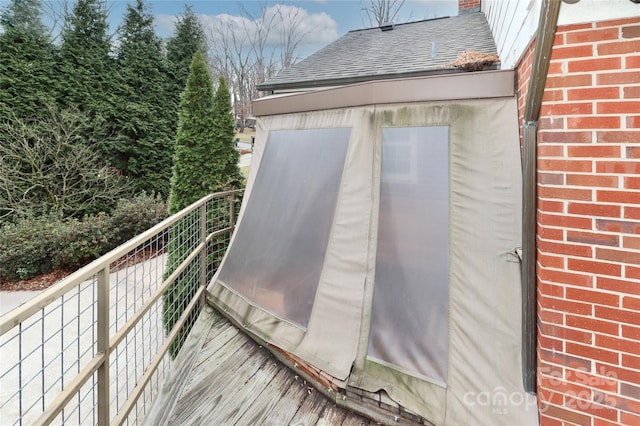 view of entry to storm shelter