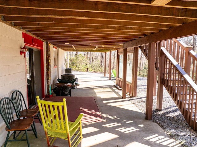 view of patio with stairway