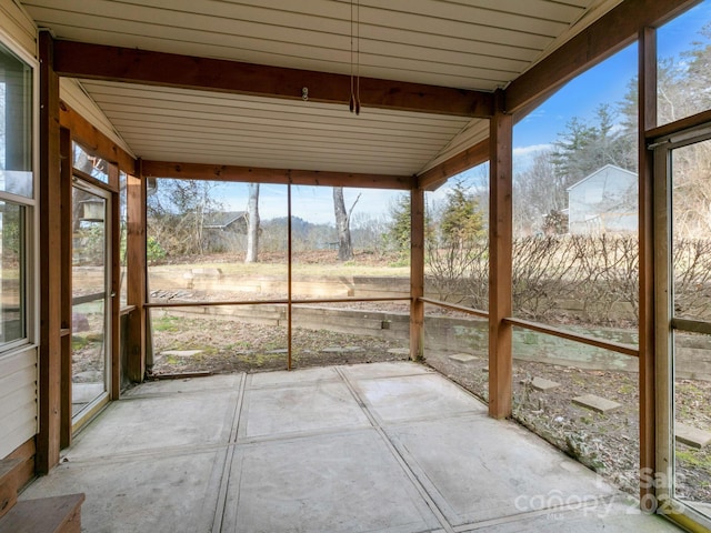 view of unfurnished sunroom