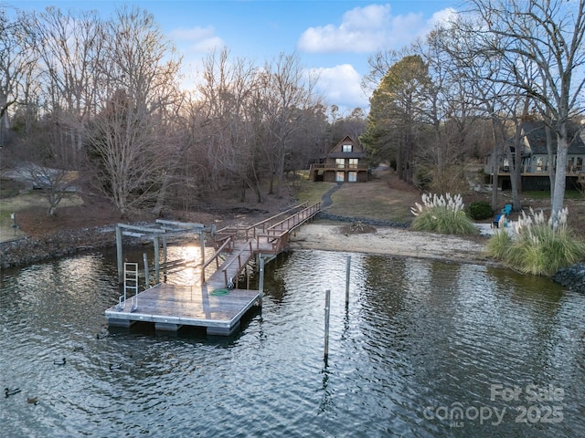 dock area featuring a water view