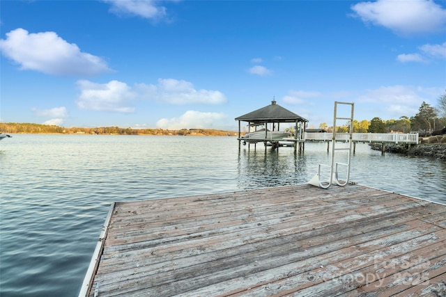 dock area featuring a water view