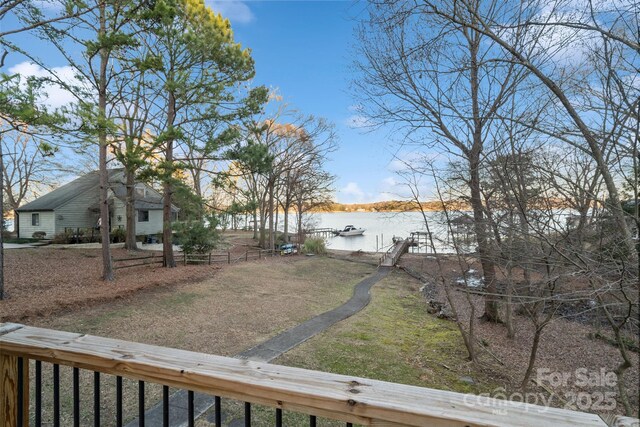 view of yard with a water view