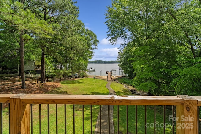 5580 Crepe Myrtle Rd, York, SC 29745 - wooden terrace featuring a water view and a yard