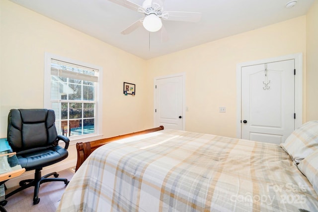 bedroom featuring ceiling fan