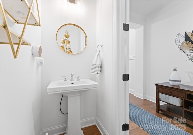 bathroom featuring sink and hardwood / wood-style flooring