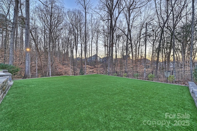 view of yard at dusk