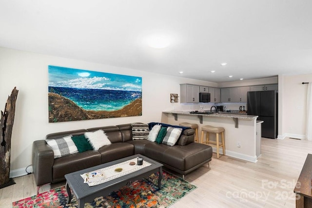 living room with light hardwood / wood-style floors