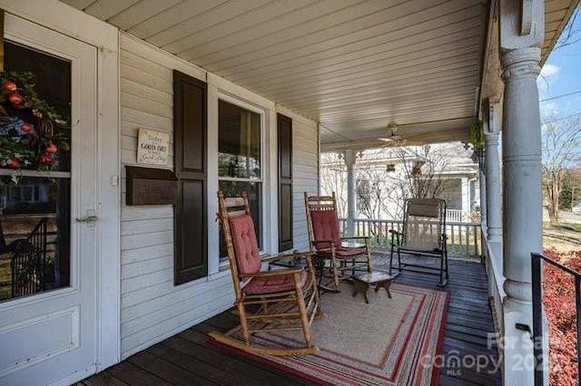 deck with covered porch