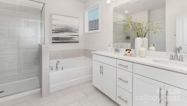 108 Sari St, Troutman, NC 28166 - bathroom featuring double vanity, a bath, and a stall shower