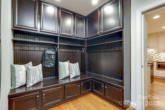 mudroom featuring light wood-type flooring