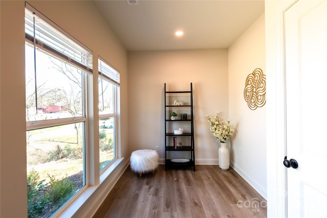 living area featuring hardwood / wood-style floors