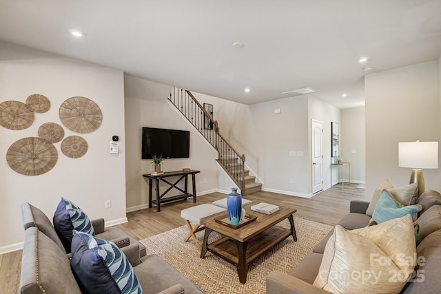 living room featuring light hardwood / wood-style floors