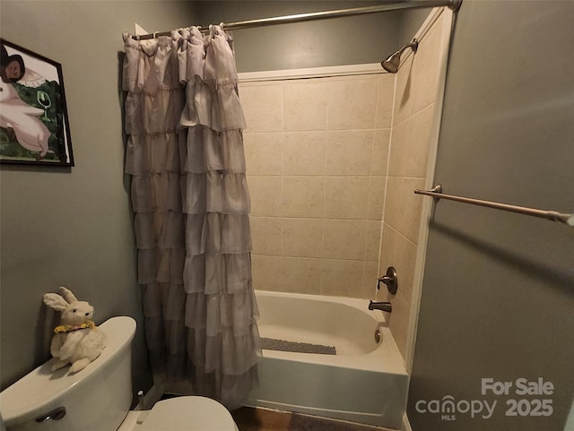 660 Scoggins Rd, Rutherfordton, NC 28139 - bathroom featuring shower / bath combination with curtain and toilet