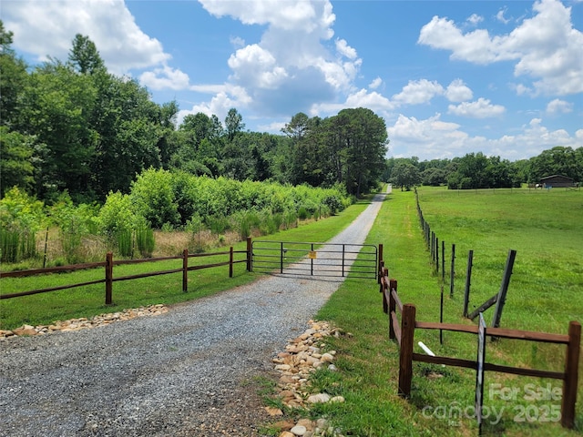 660 Scoggins Rd, Rutherfordton, NC 28139 - view of dirt / gravel driveway with a gate and a view of countryside