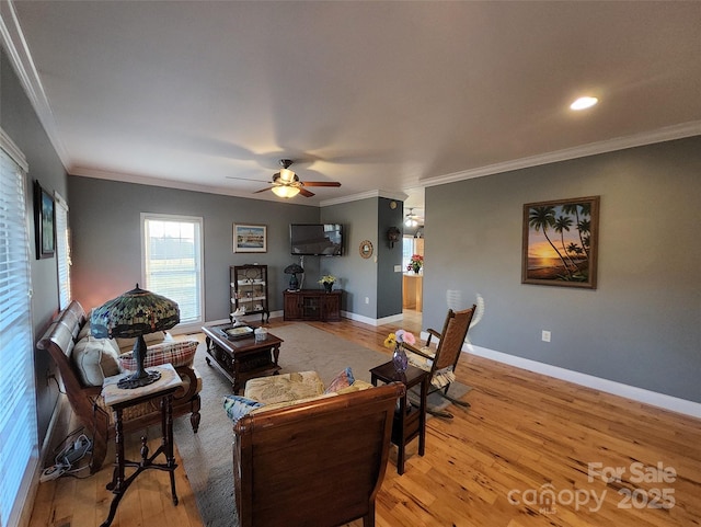660 Scoggins Rd, Rutherfordton, NC 28139 - living room featuring crown molding, light wood finished floors, ceiling fan, a wood stove, and recessed lighting