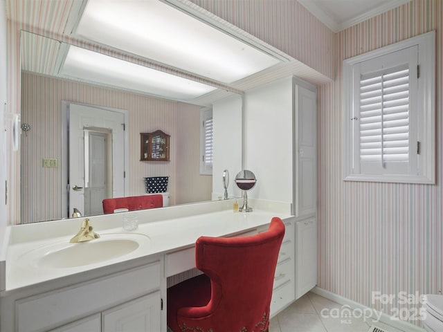 bathroom featuring tile patterned flooring and vanity