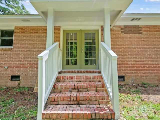 view of exterior entry with french doors