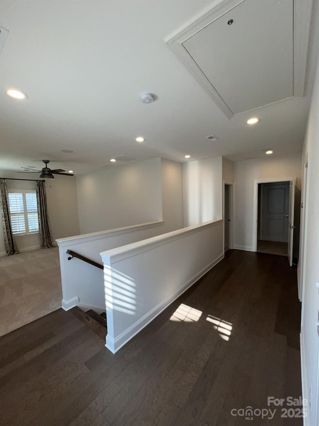 corridor with dark wood-type flooring