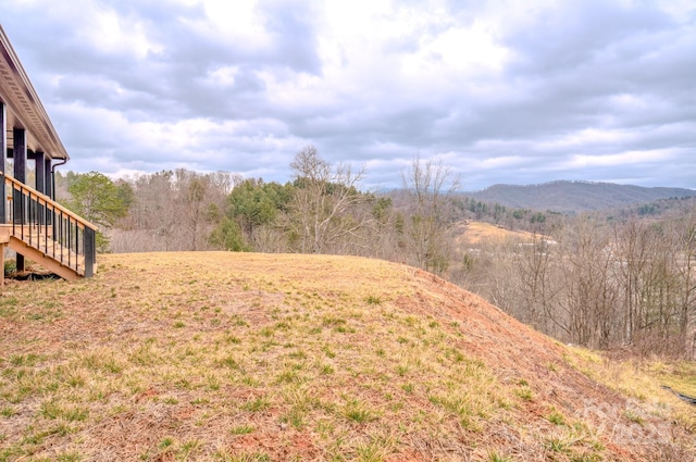 view of yard featuring a mountain view