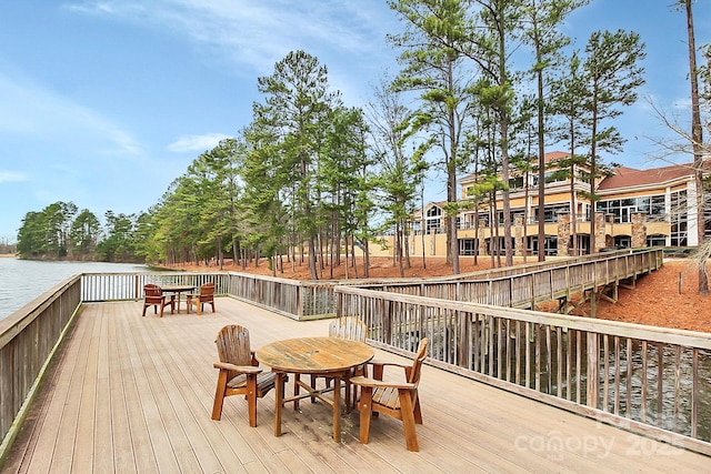 deck with a water view