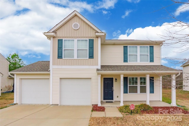 front facade with a garage