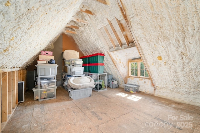 view of unfinished attic